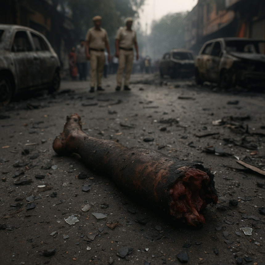 लाल किला धमाके का भयावह मंजर: 25 मीटर तक बिखरे मानव अवशेष