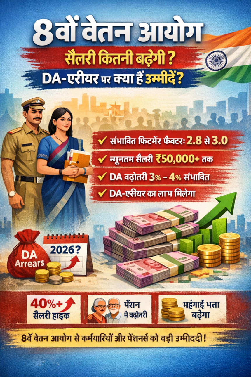 8वें वेतन आयोग में सैलरी कितनी बढ़ेगी? नए साल पर DA-एरियर को लेकर क्या हैं उम्मीदें